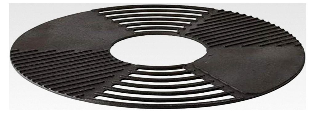 Grillrost/Grillplatte für Feuerschale, Gusseisen, Ø 60 x 1,3 cm, mit Rauchrillen