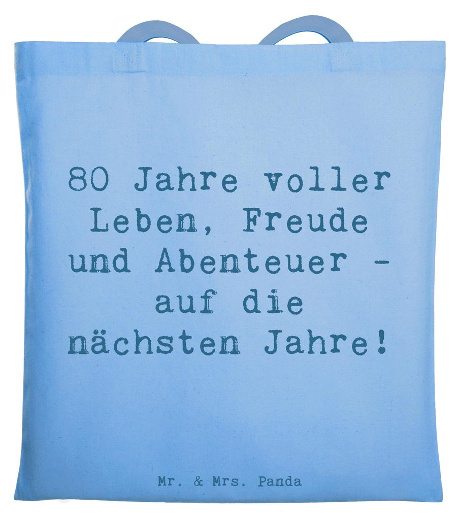 Mr. & Mrs. Panda totebag Spruch 80. Geburtstag Abenteuer - Sky Blue - Geschenk, Geburtstagsgeschenk, Geburtstagsfeier 80 Jahre, Tragetasche, Happy ...
