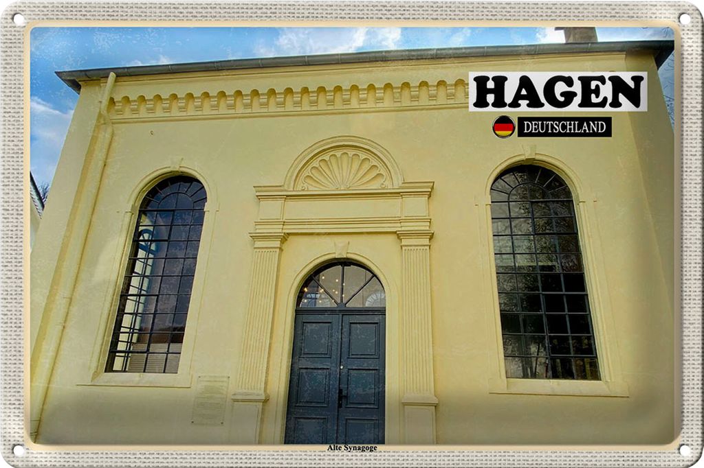 Blechschild Städte Hage Alte Synagoge Architektur 18x12cm
