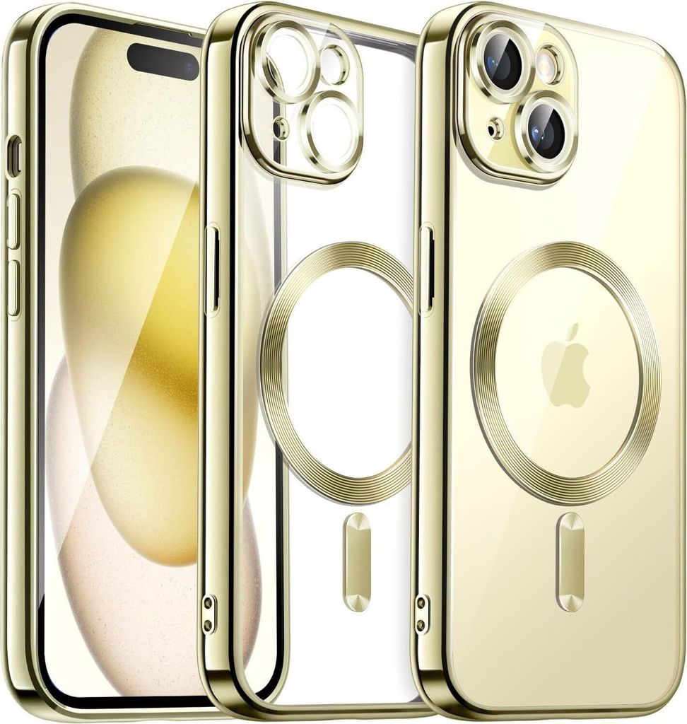 Hülle für iPhone 15 Schutz MagSafe Gelb Silikon Slim Case Produktbild 