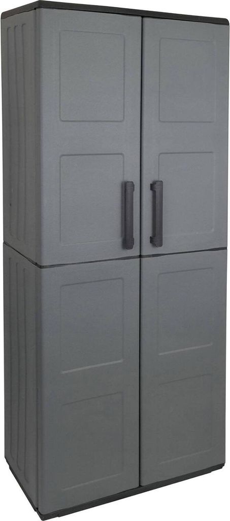 Dargentes Outdoor-Garderobe, Mehrzweck-Besenhalterschrank, 2-türiger Outdoor-Schrank, 100 % Italy, kariertes Finish, 68 x 37 x 163 cm, Grau und S...