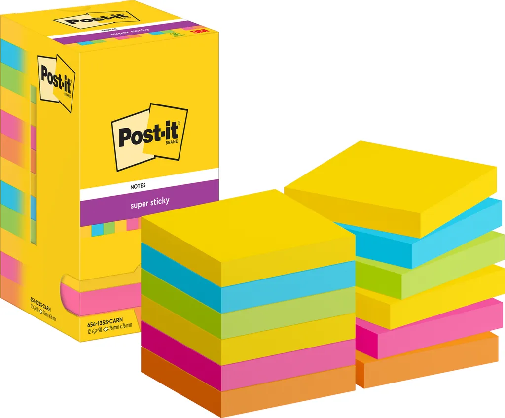 Post-it Super Sticky 654-12SS-CARN 76x76mm 90 pezzi 12 pezzi