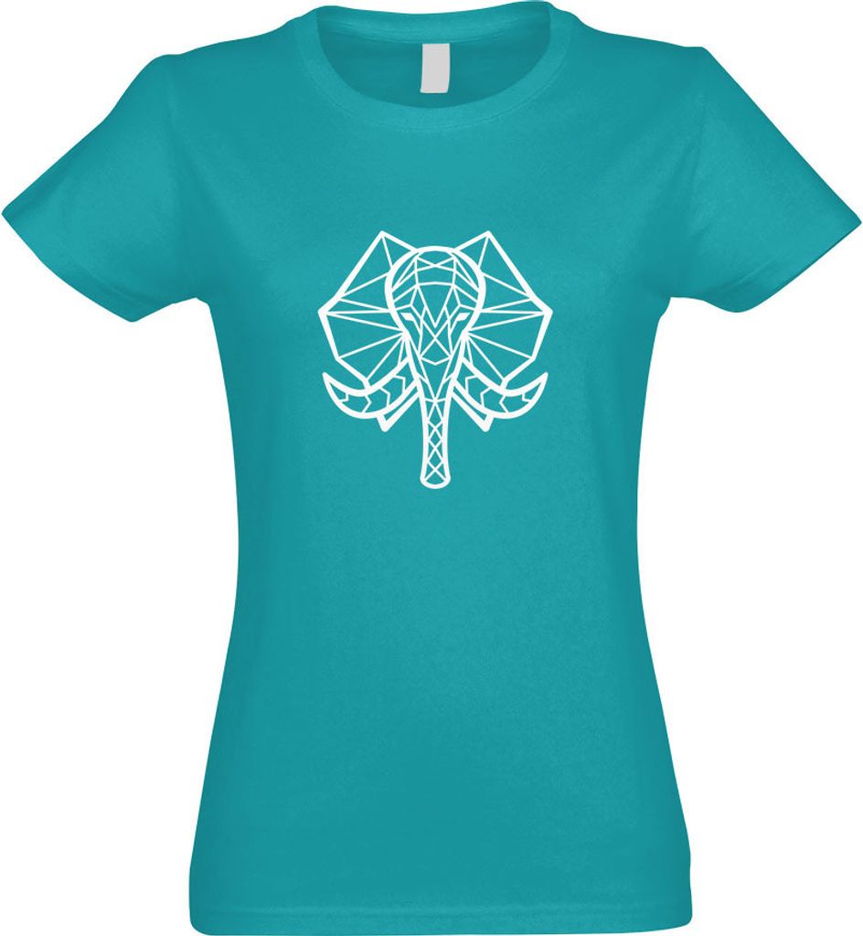 Kiwistar - T-Shirt tailliert - Damen - türkis - Elefant Rüssel Polygon - mit Motiv Bedruckt - Funshirt Design - Sport - Freizeit - Damen - M
