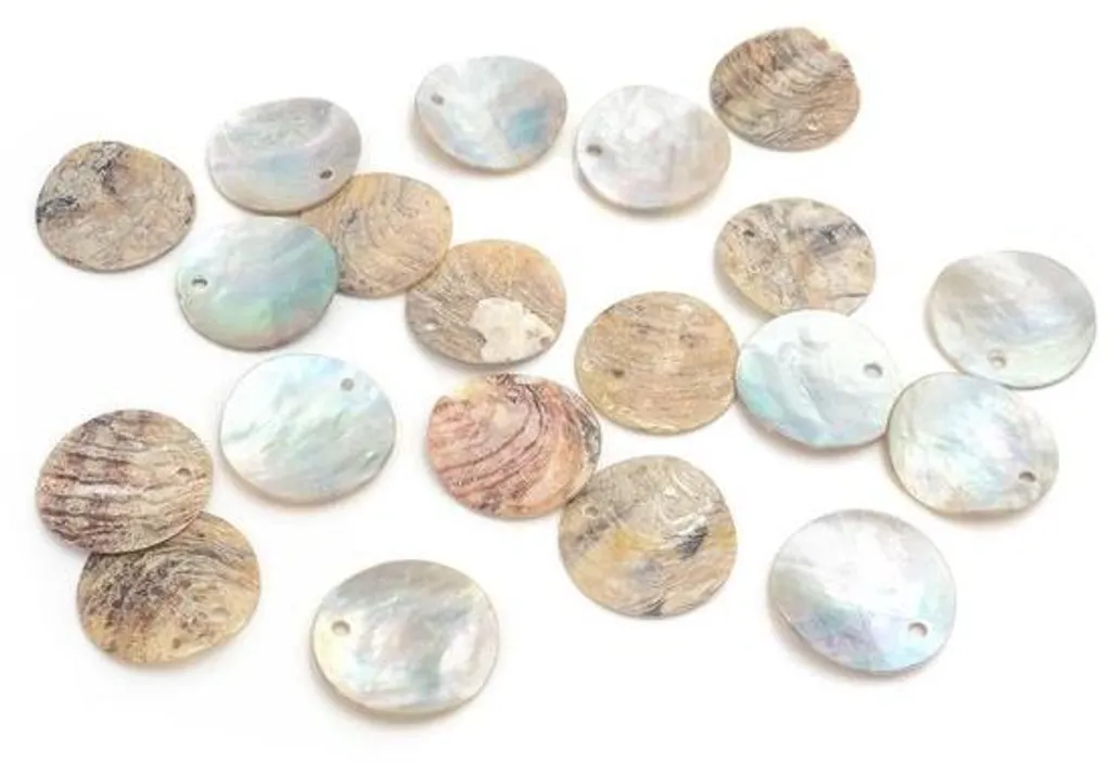 Disques nacre naturelle 19 mm, 20 pièces pour réparer vos bijoux