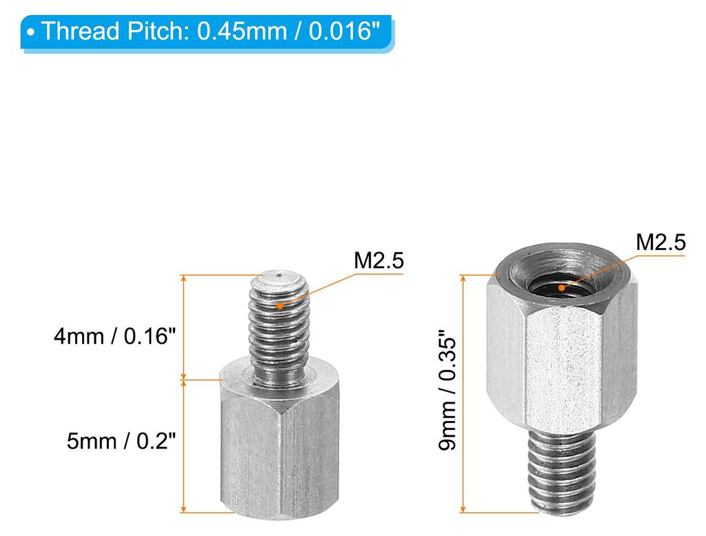 M2.5x5mm+4mm 20Pack Stecker-Buchse Sechskant Abstandshalter Edelstahl PCB Abstandshalter Schrauben fš¹r Hauptplatinen Computer Geh?use Leiterplat...