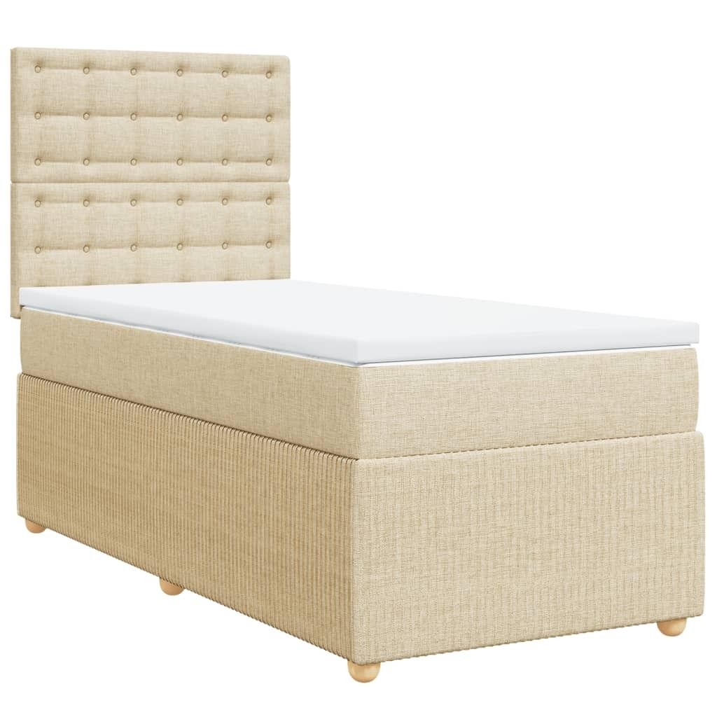 "SALE 2026" Boxspringbett mit Matratze Creme 90x200 cm Stoff - Bettrahmen Klassische Betten DE 326789