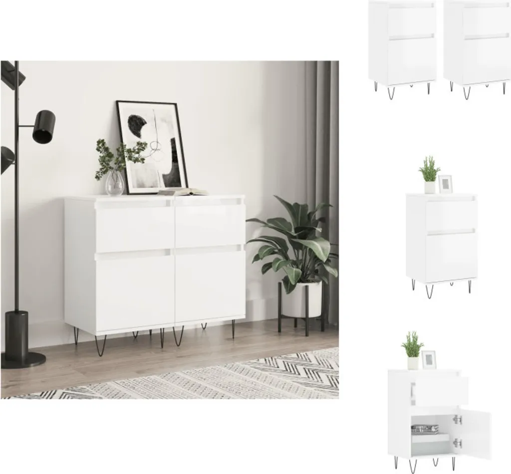 Meuble de Rangement Petit Buffet Blanc Brillant 40 cm Lot de 2 vidaXL