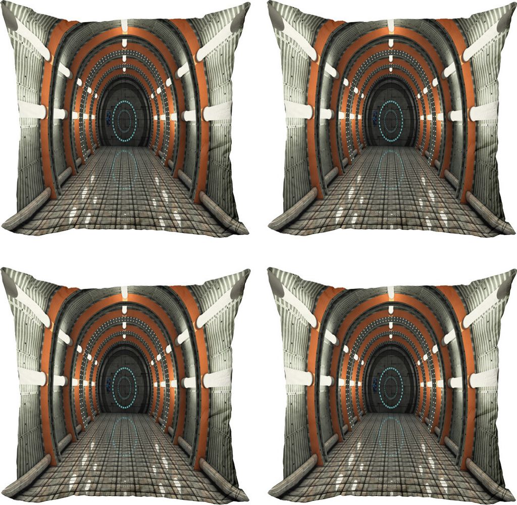 ABAKUHAUS Weltraum Kissenbezug Set (4 Stück), Earth Orbit Digitale, Moderner Doppelseitiger Digitaldruck, 40 cm x 40 cm, Mehrfarbig