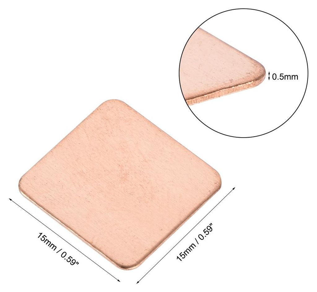 20Stk. Flach IC Chipatz Thermisch Kupfer Kš¹hlk?rper fš¹r CPU GPU RAM 15x15x0,5mm
