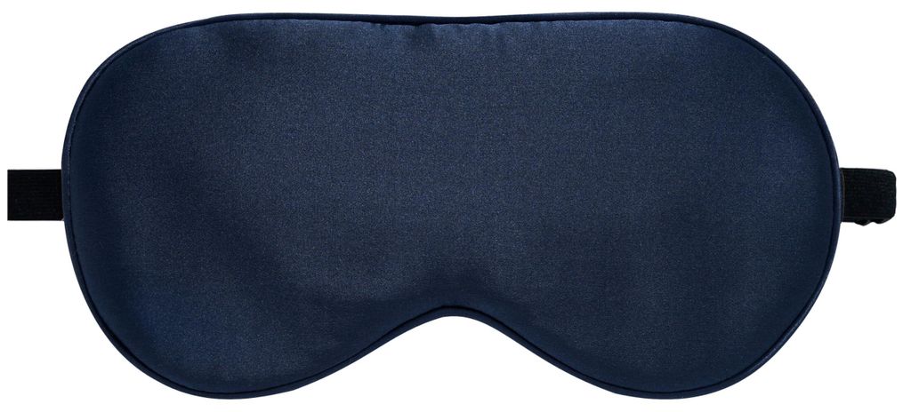 Schlafmaske aus Bio-Seide mit Reisebeutel. Beidseitig aus 19 Momme Seide gefertigt, verstellbare Augenmaske, Schlafmaske für Damen und Herren, blau.