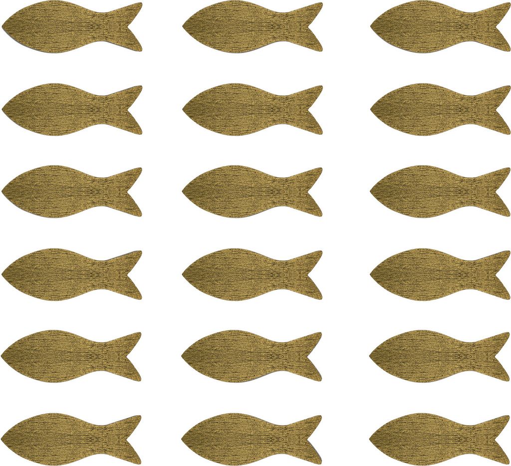 Oblique Unique 18 Holz Fische als Streudeko Tischdeko für Taufe Kommunion Konfirmation Firmung - Echtholz gold