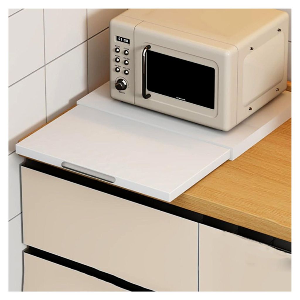 Ausziehbares Küchenregal mit 2 Ebenen für Mikrowelle und Kaffeemaschine, platzsparende Regaleinheit für Küchengeräte und Arbeitsplatten