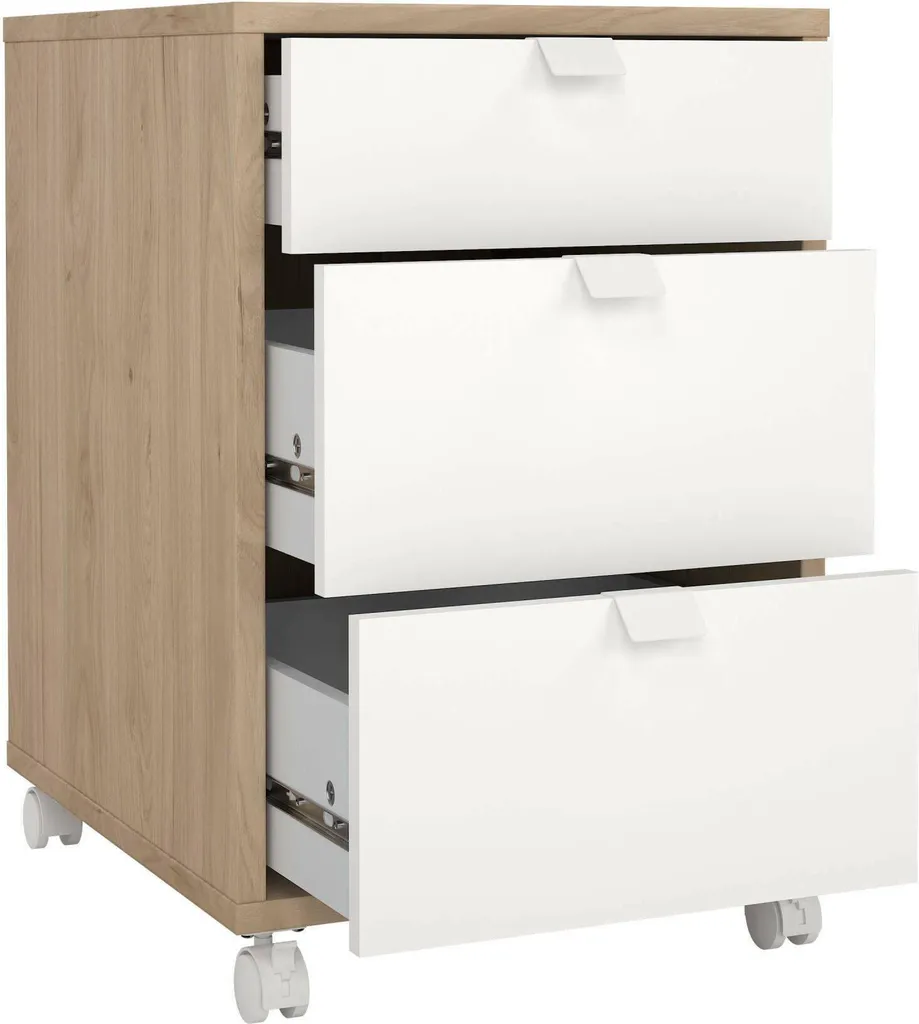 Commode Compacte en Bois Chêne Brun Agazzino - Finition Texturée 3 Tiroirs