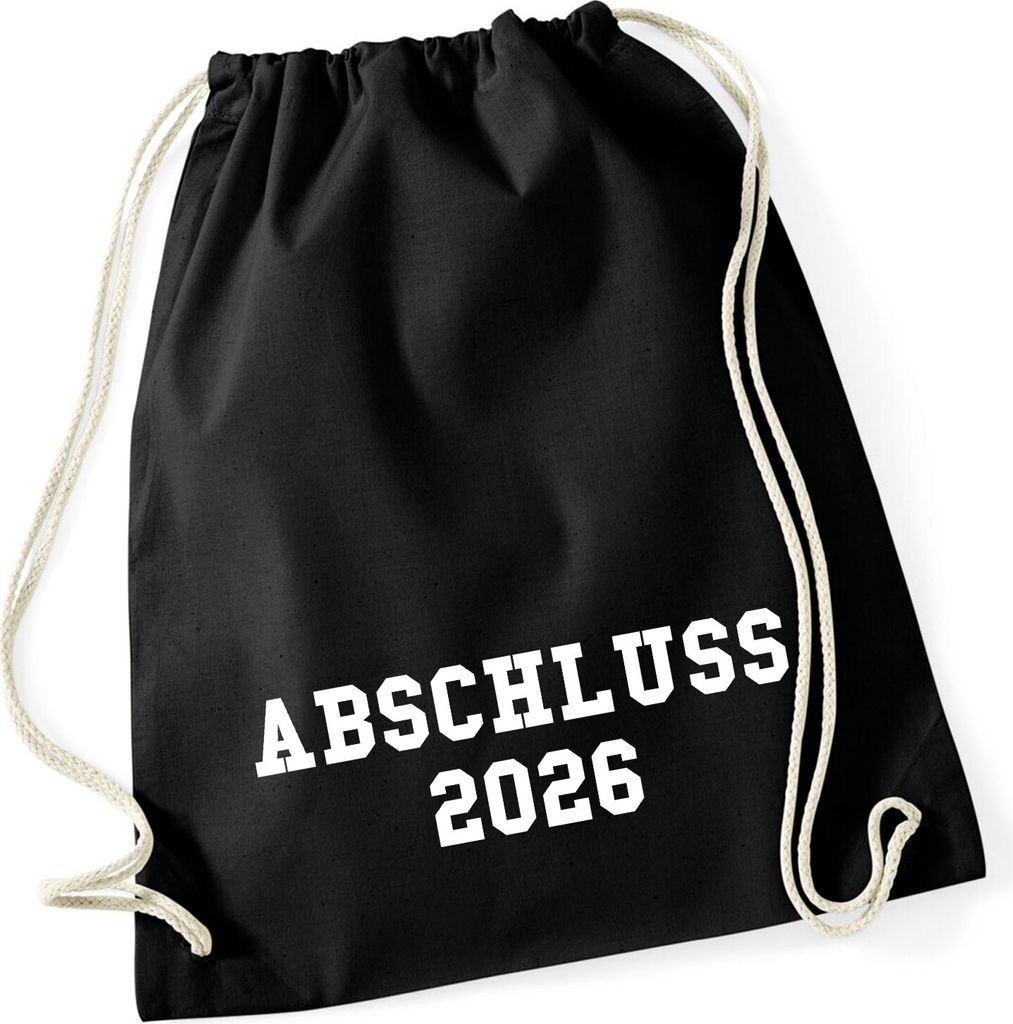 Huuraa Turnbeutel Abschluss 2026 Schulabschluss 12 Liter Black Baumwolle Rucksack Geschenkidee