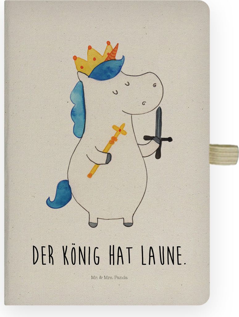 Mr. & Mrs. Panda Kladde Einhorn König mit Schwert - Transparent - Geschenk, Ritter, Einhörner, Unicorn, notizbuch, Tagebuch, Mittelalter, Skizzen...