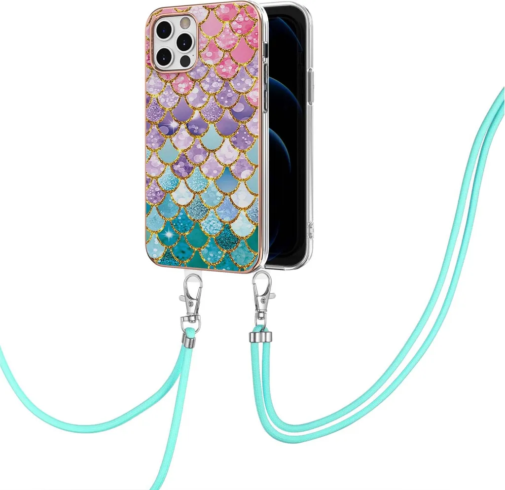 Cover iPhone 12 Pro Max con Tracolla: Fantasia Trendy e TPU Protettivo