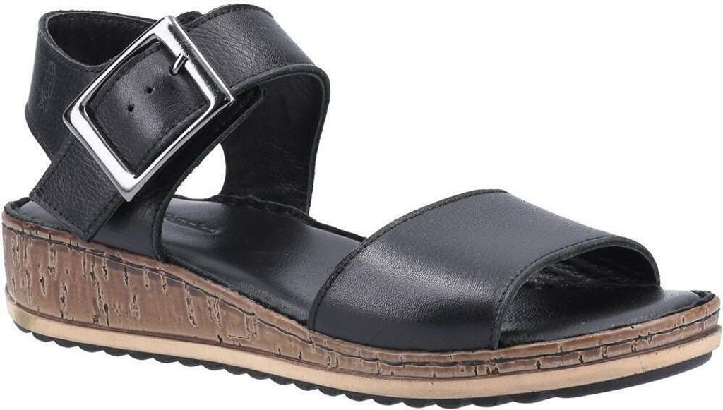 Hush Puppies - Damen Sandalen mit Keilabsatz "Ellie", Leder FS8070 (42 EU) (Schwarz)