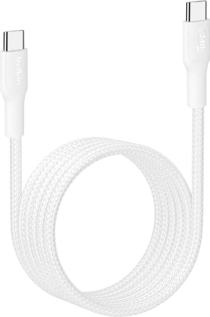 Belkin USB-C/USB-c Kabel 240W 2m geflochten, weiß    Produktbild 