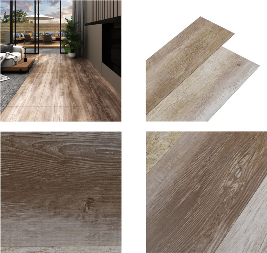 vidaXL PVC Fliesen Selbstklebend 5,21 m² 2 mm Holzoptik Gewaschen - PVC Bodenbelag - PVC Dielen - PVC Laminat - Laminatfußboden
