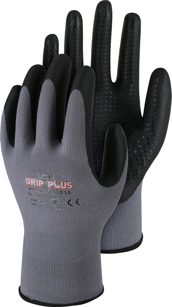 12 Paar Handschuhe TRIUSO Grip Plus PREMIUM Nitril mit Noppen Größe 9