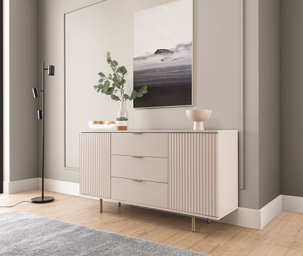 Furmeb24 - NUBIA K2D3SZ - Kommode mit Schubladen , Wohnzimmer (Cashmere )
