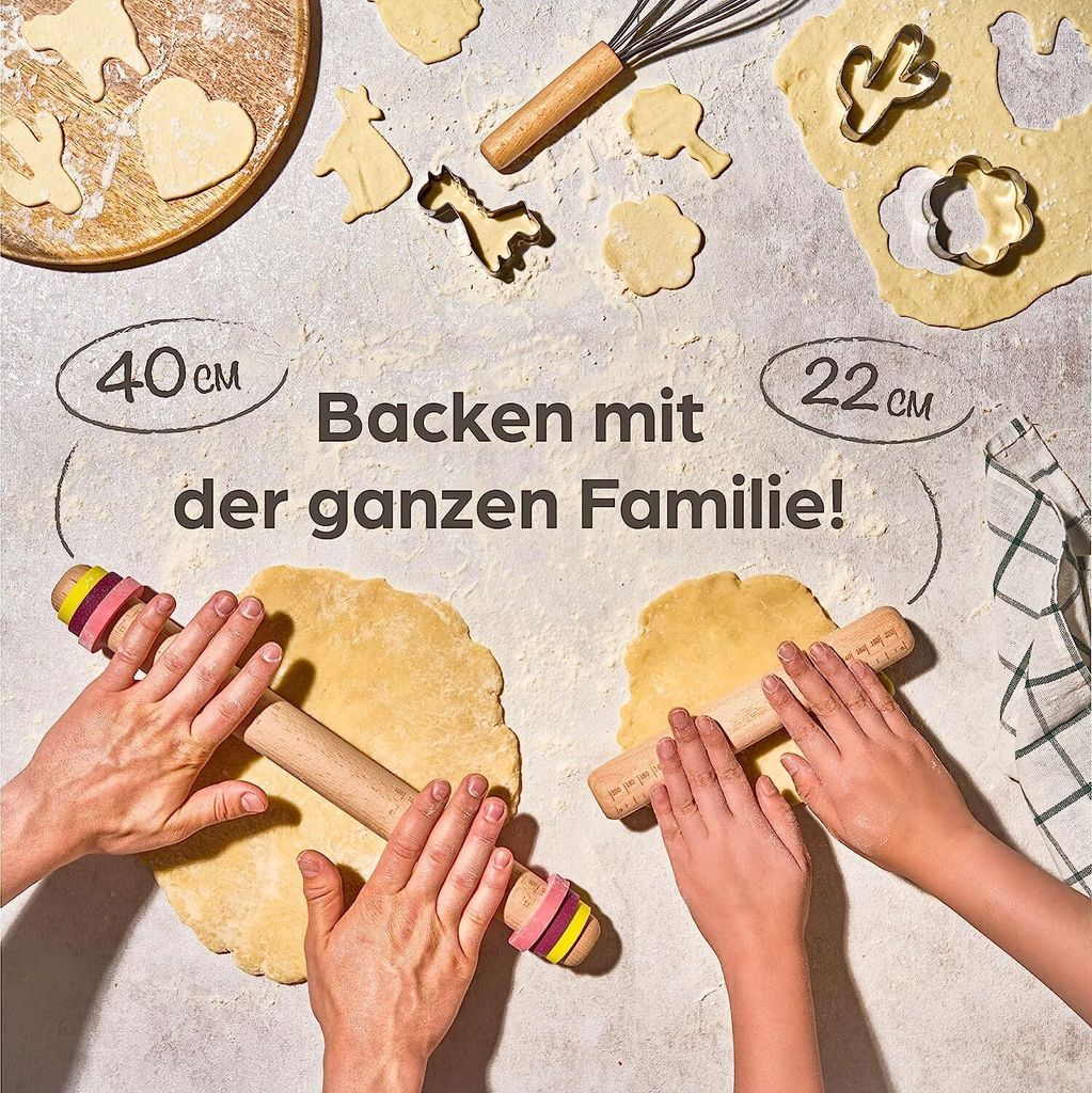 Nudelholz mit Abstandshalter - 2er Set