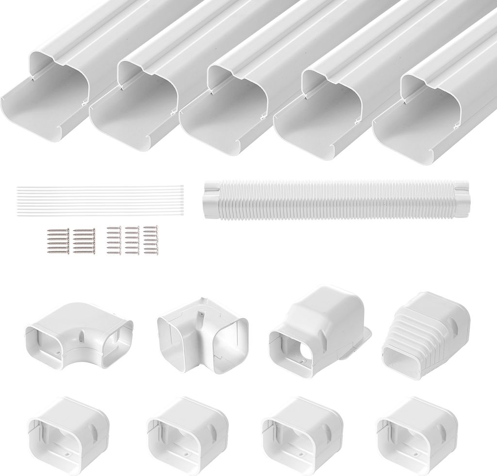 SucceBuy Mini Split Line Set-Abdeckung. 76,2 mm B, 3110 mm L. PVC-Dekor fš¹r Klimaanlage. 5 gerade Kan?le und Komponenten. Einfach zu installiere...