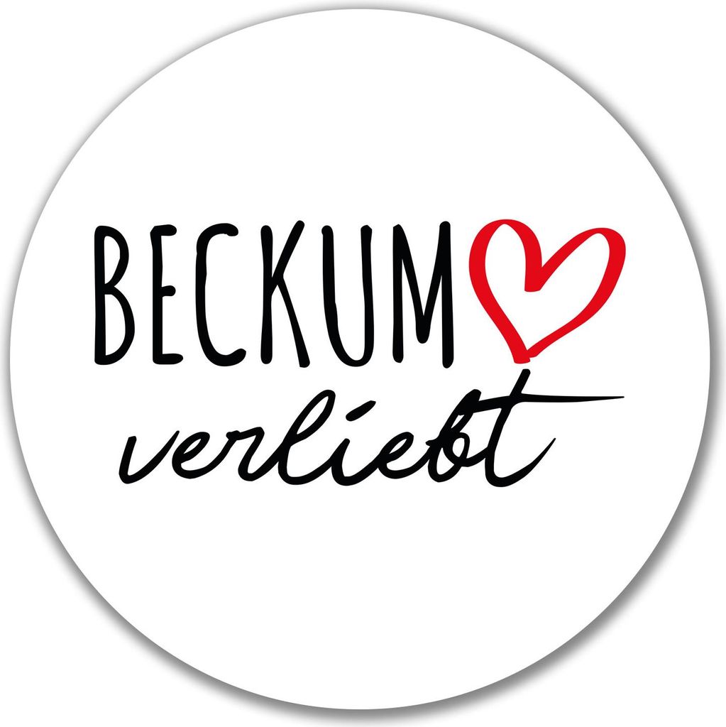 Huuraa Aufkleber Beckum verliebt 10cm rund Sticker Geschenkidee