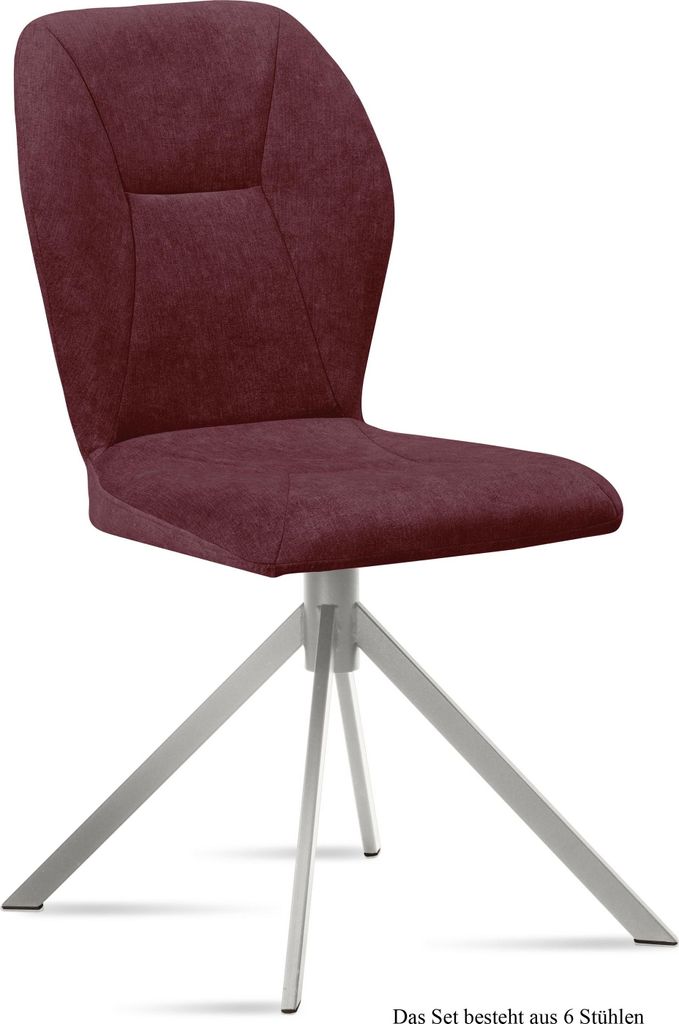 Esszimmerstuhl (6er-Set) Dorthy 51x92x60 Edelstahl/Marsala