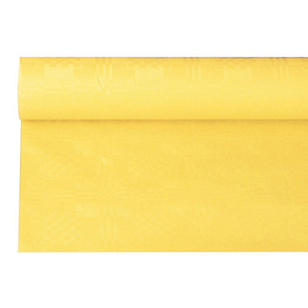 Papstar Papiertischtuch mit Damastprägung 6 m x 1,2 m gelb 85469