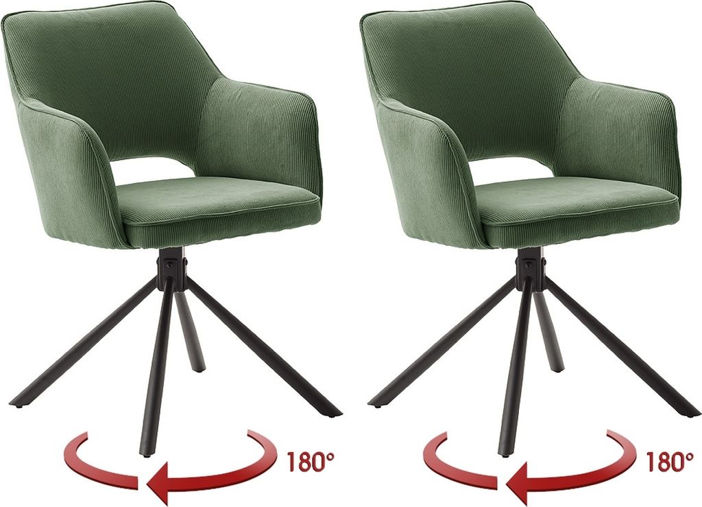 Armlehnstuhl >LUZON< (2-er Set) in Olive, Polyester/Polyamid - 61x85x61 (BxHxT)
