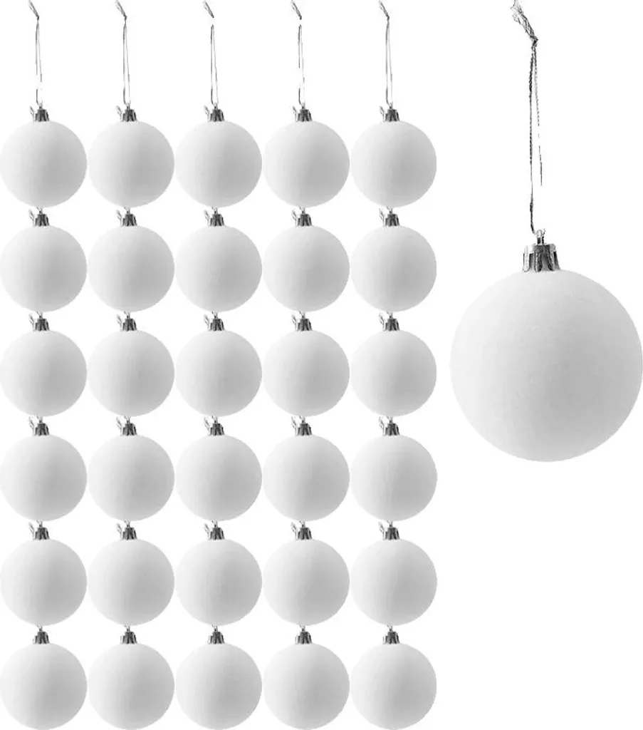 Boules de Noël Blanches pour Décoration de Sapin, Set de 20 Articles