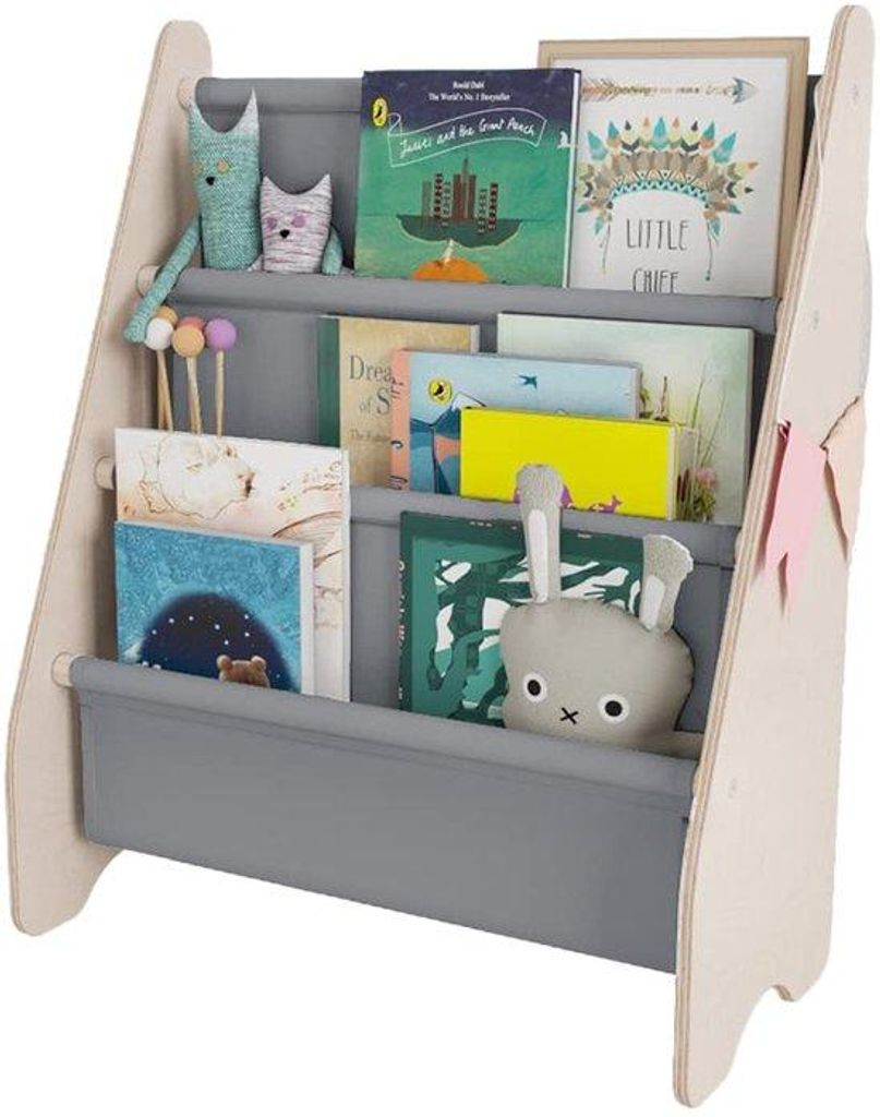 Houten Bücherregal mit runden Kanten und modernem Design für den Wohnbereich