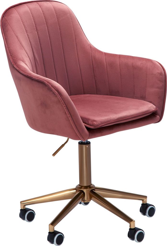 AMSTYLE Schreibtischstuhl Samt Rosa Design Drehstuhl mit Lehne Arbeitsstuhl 120 kg Höhenverstellbar Schalenstuhl mit Rollen Stuhl Drehbar