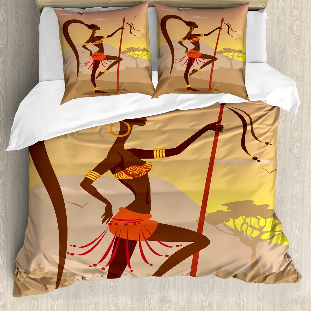 Housse de couette 155x220 cm pour personnes allergiques style Afrique