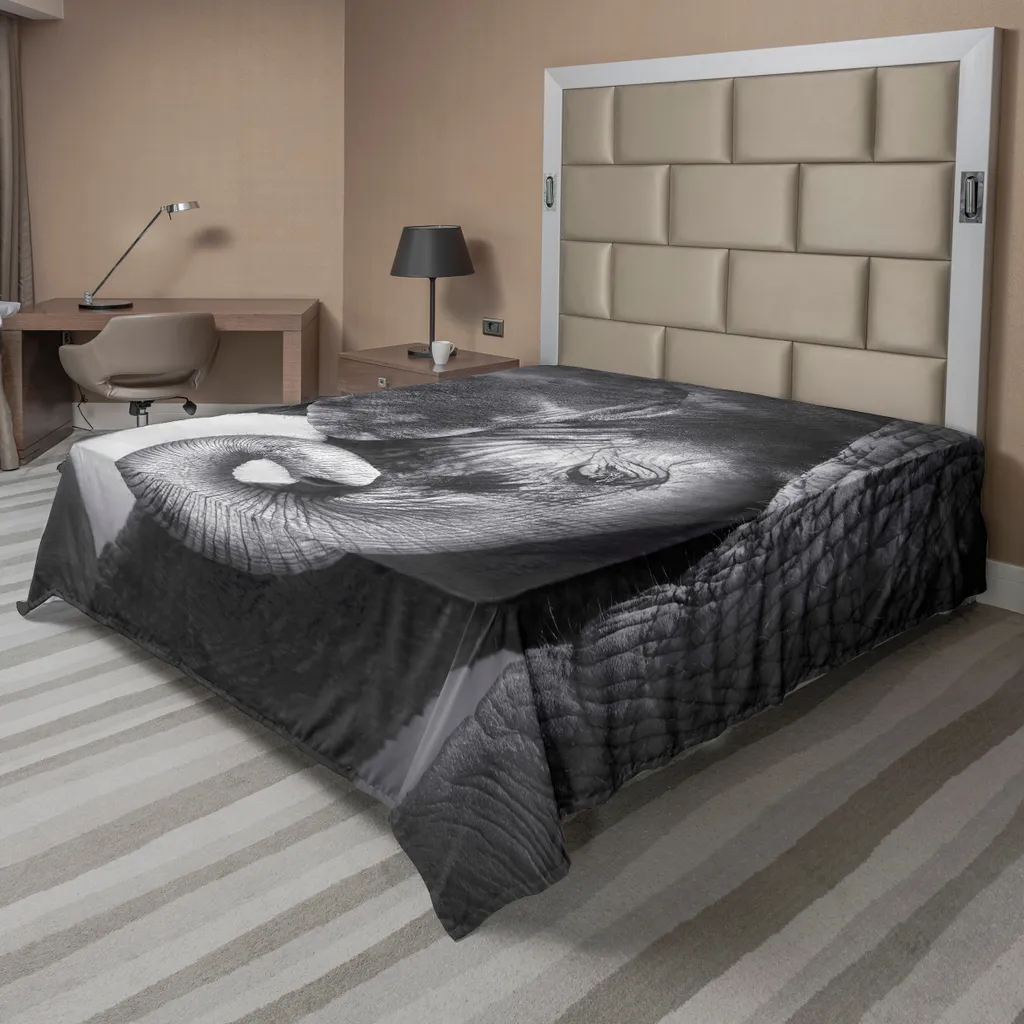 Drap de Lit Doux Thème Éléphant Portrait Artistique 275x260cm Confort