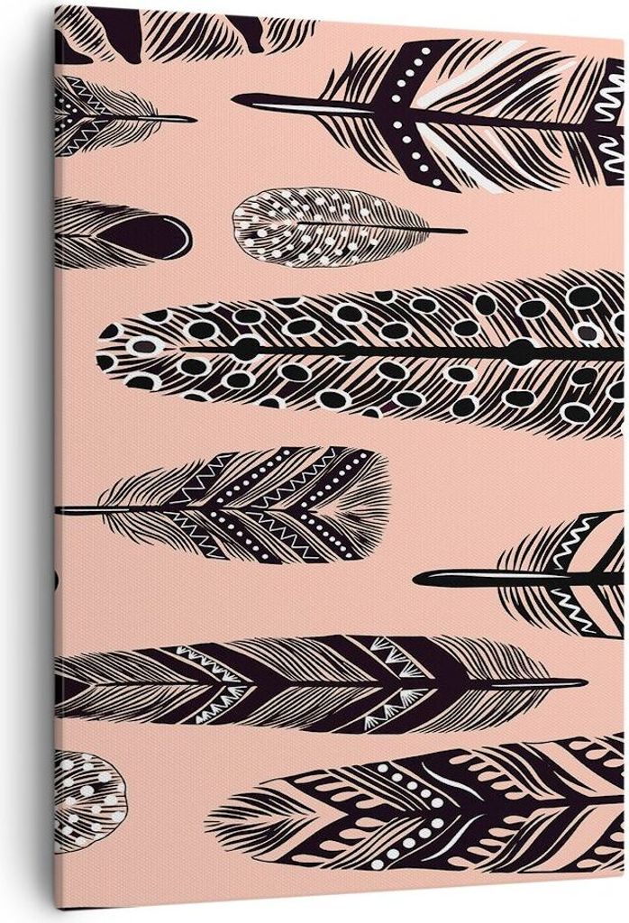 Bild auf Leinwand - Leinwandbild - Einteilig - Grafik Feder - 50x70cm - Wand Bild - Wanddeko - Wandbilder - Leinwanddruck - Kunstdruck - Wanddekora...