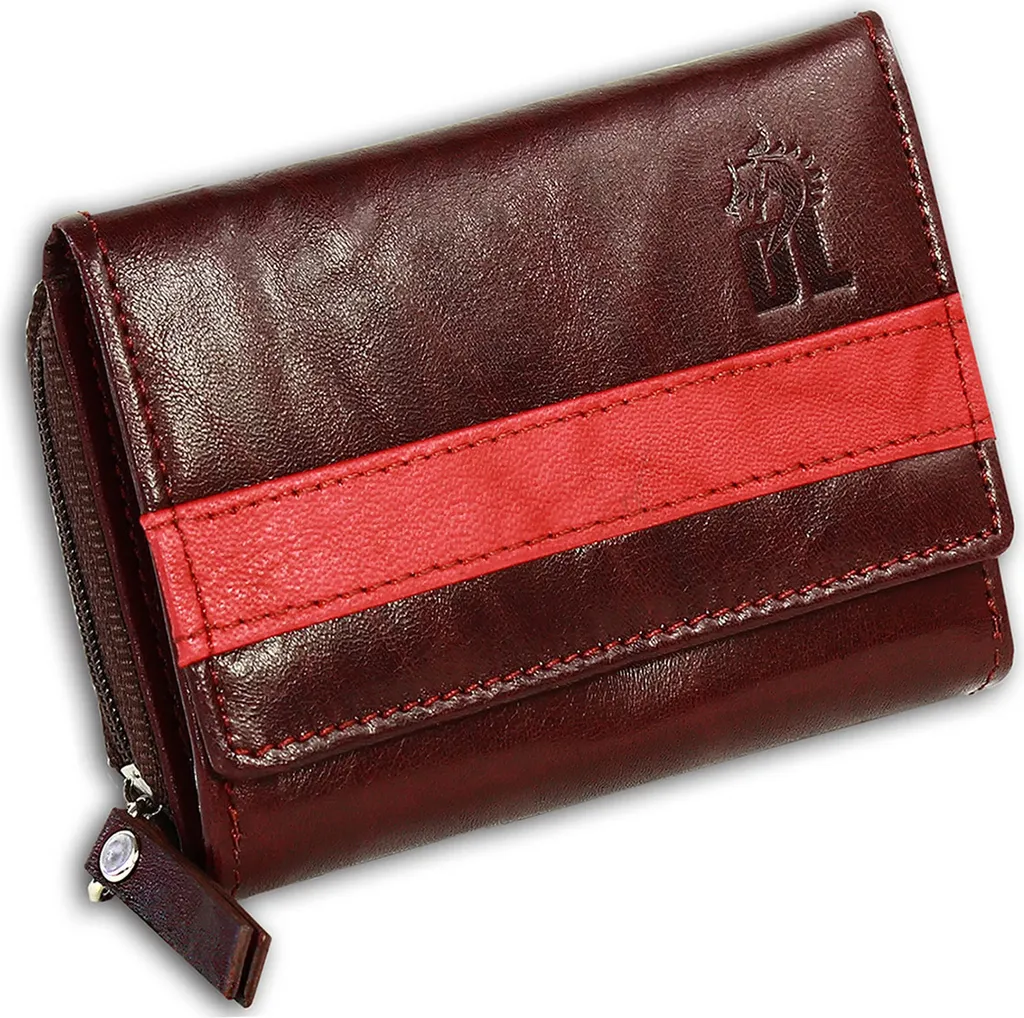 DrachenLeder D2OPZ100V Portafoglio Pelle Bovina Rosso Bordeaux