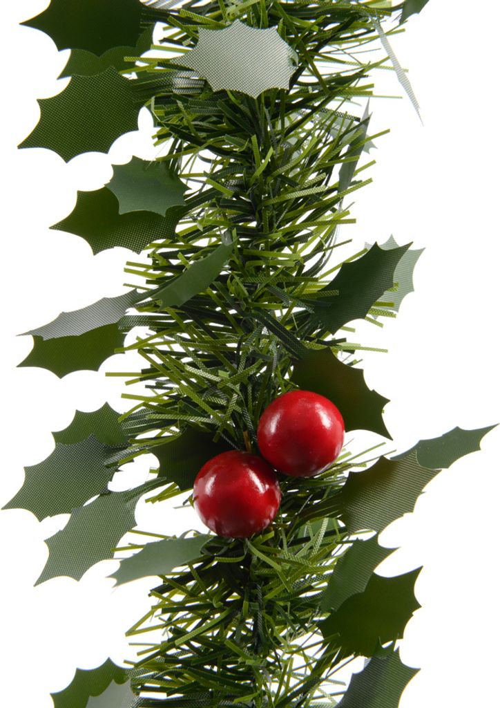Kaemingk Lamettagirlande Ilex grün mit Beeren Produktbild 