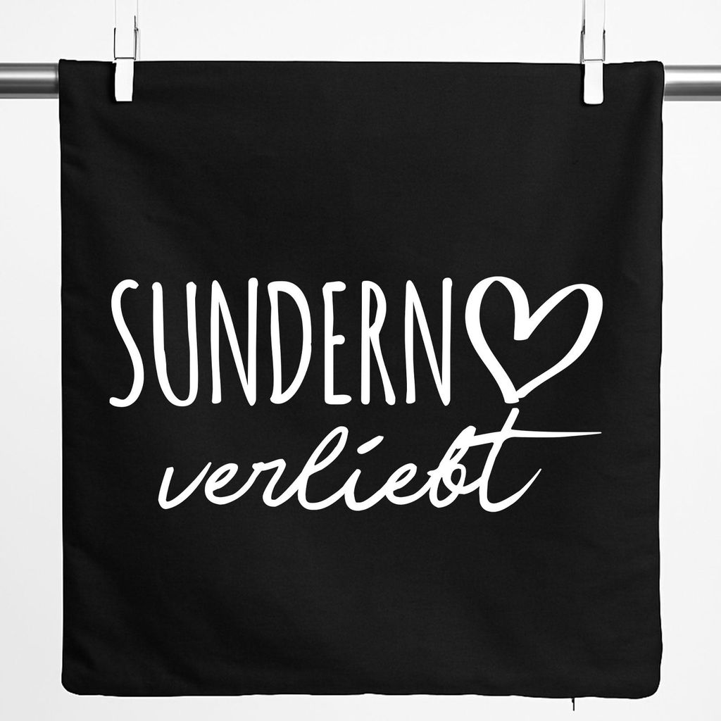 Huuraa Kissenbezug Sundern Sauerland verliebt 40x40cm Black Baumwolle Dekokissenbezug Geschenkidee