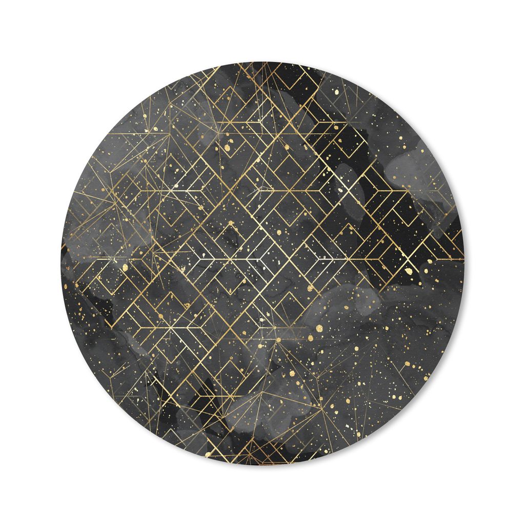 MuchoWow Mauspad Mousepad Marmor - Schwarz - Gold - Geometrie 50x50 cm - Mousepads - Maus Mat - Pad - Mausunterlage - Vinyl