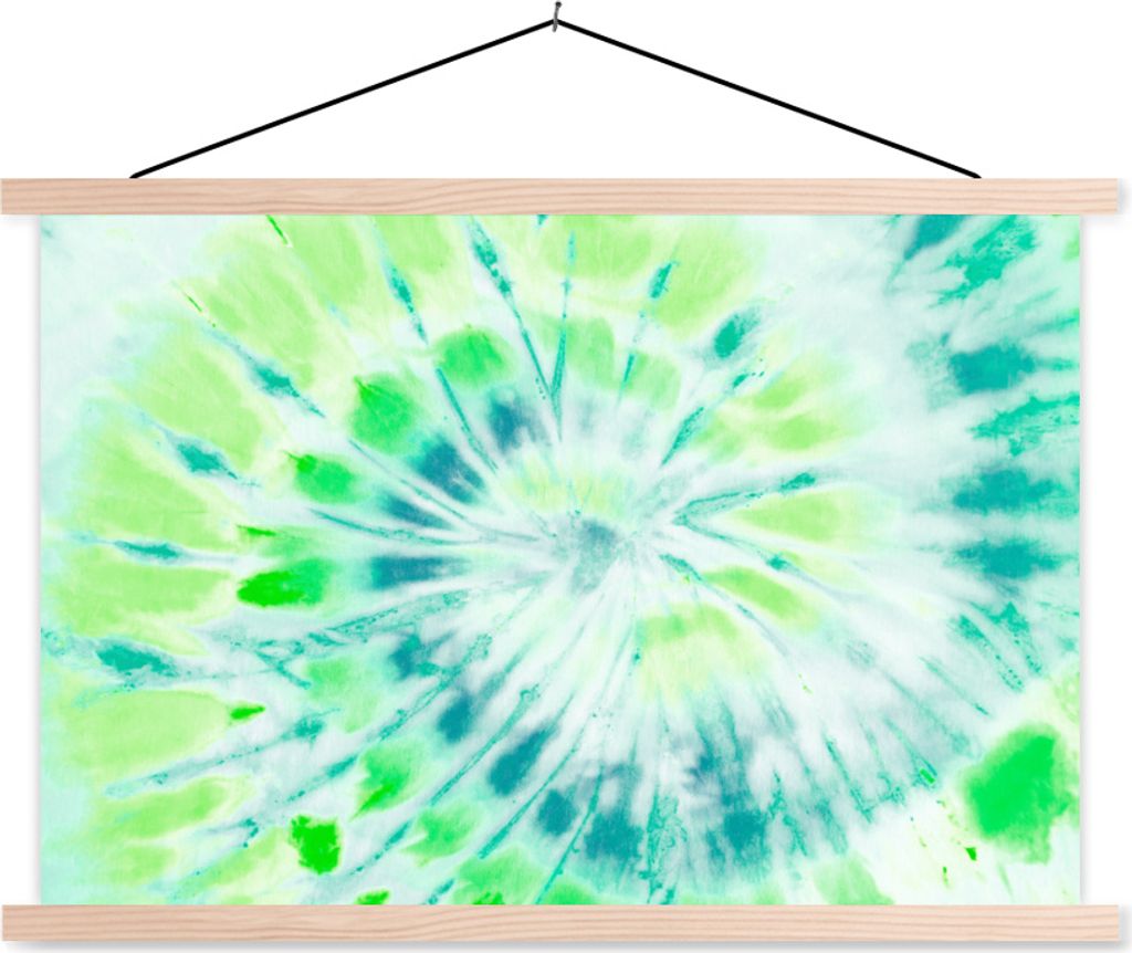 MuchoWow Textilposter Krawattenfärbung - Hippie - Grün 60x40 cm mit holzfarbenen Rahmen - Bilder