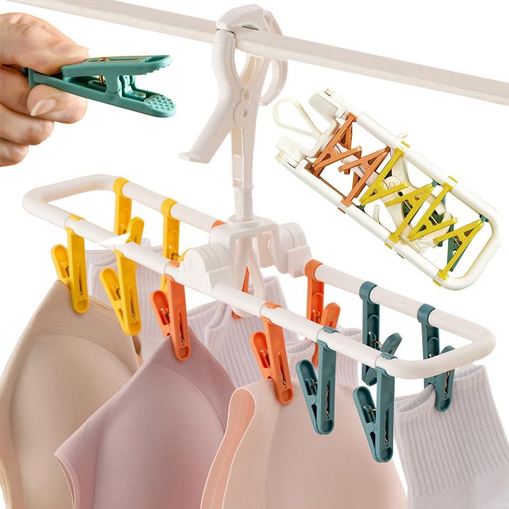Sockentrockner Unterwäsche Kleiderbügel 12 Wäscheklammern Set