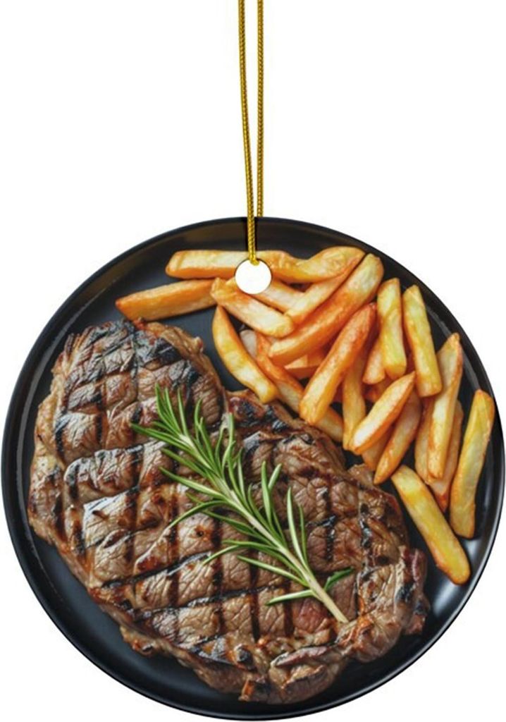 Weihnachtsschmuck, Pizza, Essen, hängendes Ornament, Acryl, Steak, Weihnachtsbaum-Dekoration für den Urlaub, Baum, Auto-Dekor