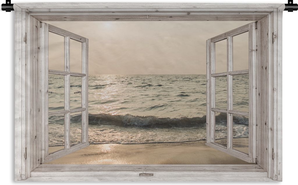 MuchoWow Wandteppich Wandbehang Aussicht - Meer - Strand 150x100 cm Tapisserie Dekoration Wandtuch - Waschbar - Tapisserien - Wand-Decke