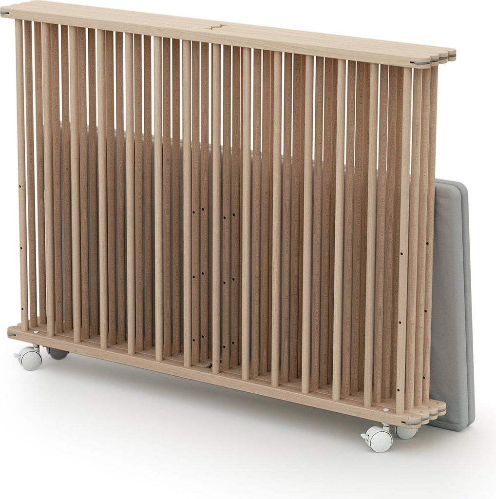 WEBABY - Parc bébé pliant en bois avec roulettes 100X100 Image du produit 