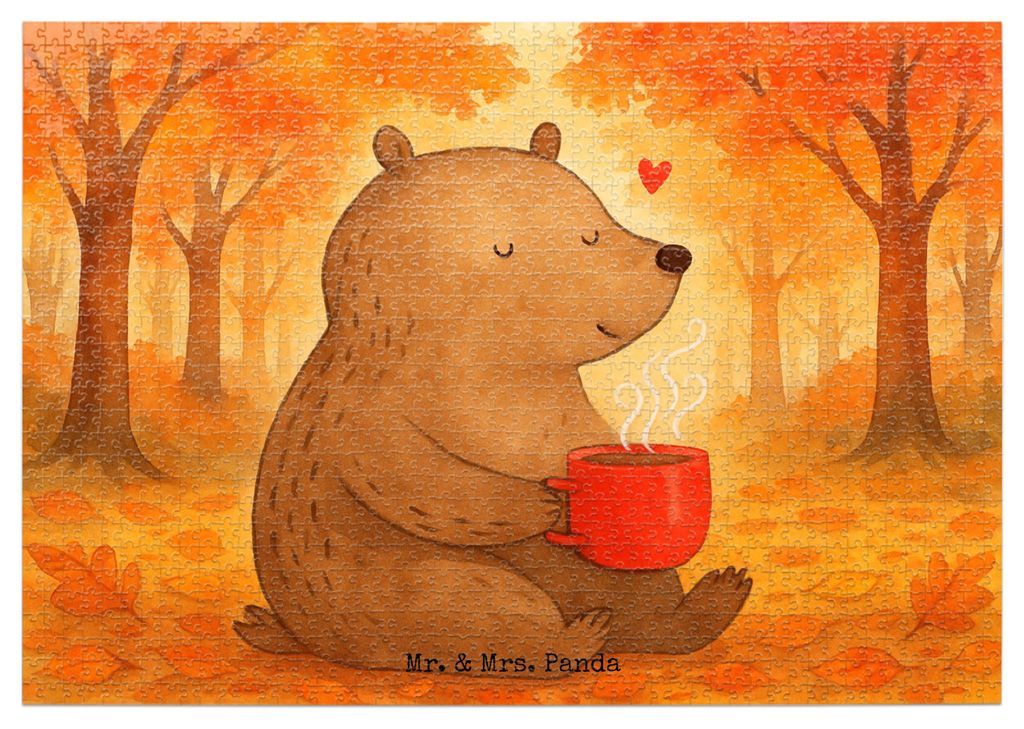 Mr. & Mrs. Panda Puzzle Bär Morgenkaffee Design 1500 Teile - Weiß - Geschenk, 2000, Valentinstag, für Frauen, Partner, Hochzeitstag, Freundin, 5...