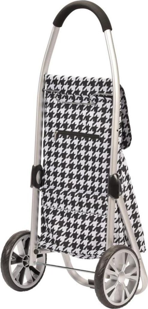 Einkaufswagen Klappbar - Schwarz/Weiß - 42L Trolley mit Aluminiumrahmen und Ergonomischem Griff