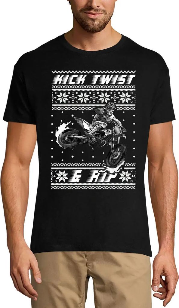 Herren Grafik T-Shirt Kick Twist und Rip Humor Biker – Kick Twist And Rip Humor Biker – Öko-Verantwortlich Vintage Jahrgang Kurzarm Lustige Druck