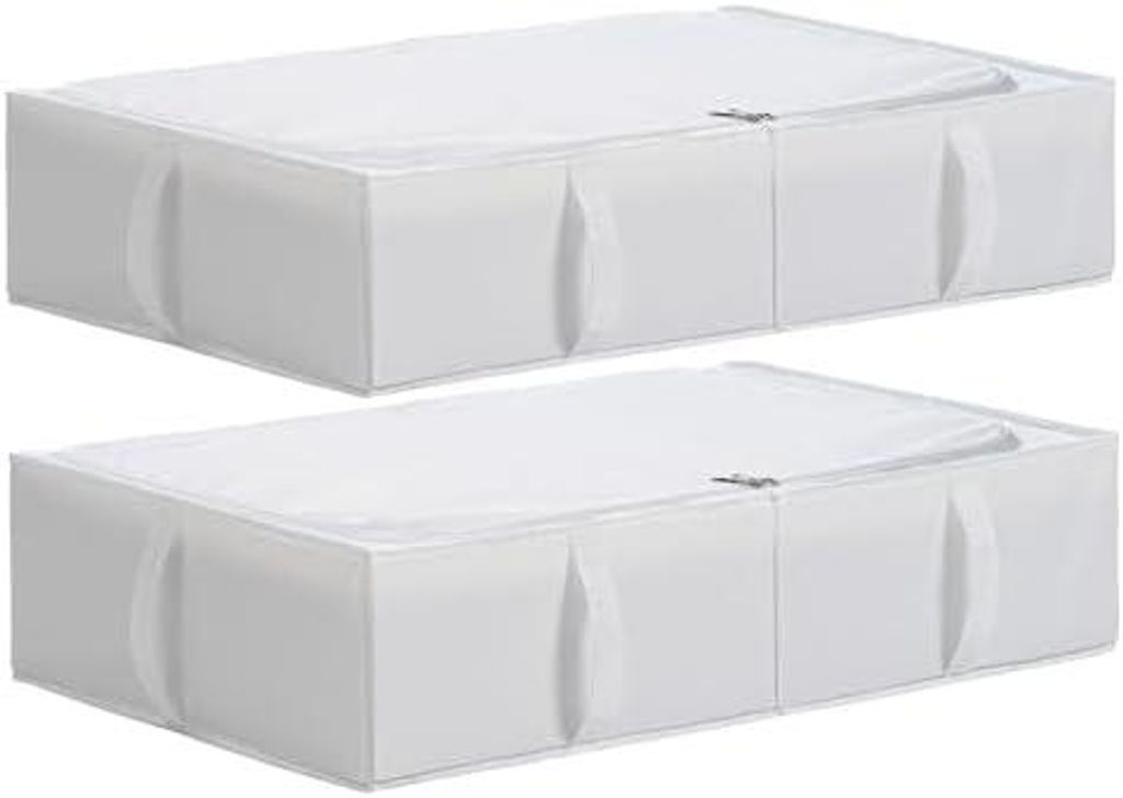 Unterbett Aufbewahrungsbox mit Deckel, Strapazierfähiger Stoff, Waschbar, Zusammenklappbar, Boxen Aufbewahrung für Kleidung, Decken, Bettwäsche,...